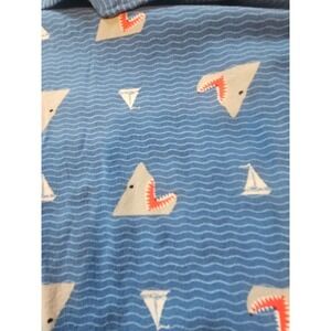 Weekend Soul Men's XL Blue Wave Shark Sailboats Ocean Button Short Sleeve
